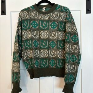 Vintage Pilgrim Geometric Crewneck Sweater Virgin Wool Mens Large